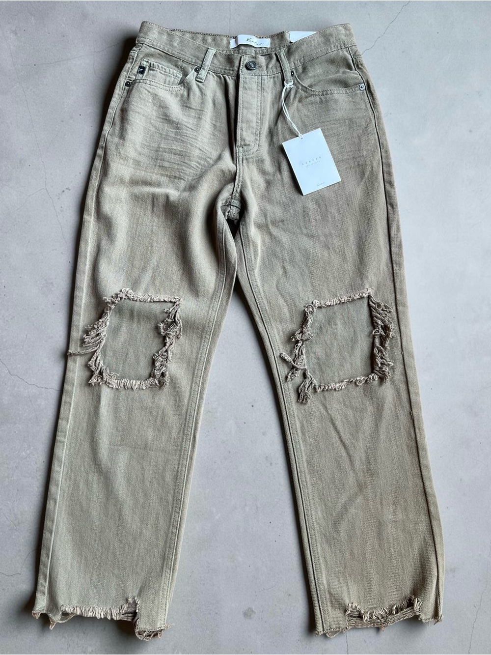 NWT KanCan Olive Green Distressed Crop Jeans size 5/26